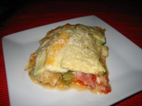 Recetas caseras : Lasa�a de pisto, mozzarella y mortadela 