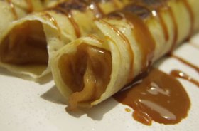 Recetas caseras : Cr�pes con dulce de leche ( panqueques) 
