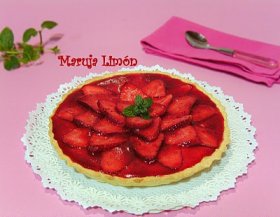 Recetas caseras : Tarta de crema y fresones 
