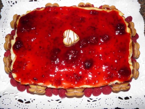 Recetas caseras : Tarta de queso con mermelada de frambuesa 