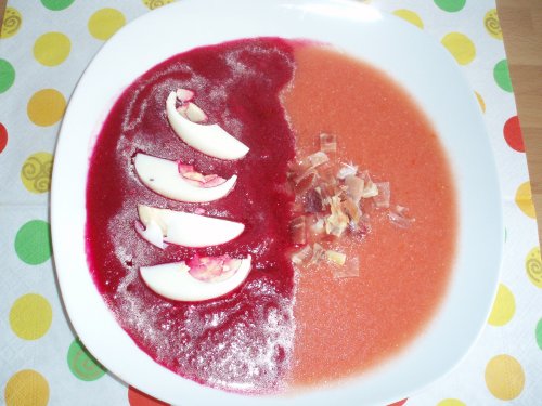 Recetas caseras : Salmorejo  en dos colores 