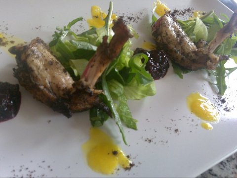 Recetas caseras : Parrillada de pollo al caf� con salsas de frutos rojos y de azafran 