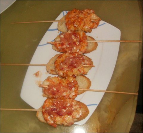 Recetas caseras : Brocheta  de  gambones 