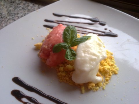 Recetas caseras : Helado de yogurt: blanco y de tomate, con topping de vinagre balsamico 