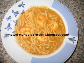 Recetas caseras : Fideos con langostinos 