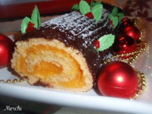 Tronco navideños de yema y chocolate