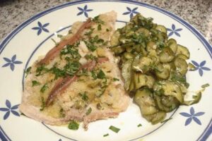 Pez espada al horno con calabacines