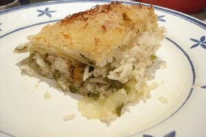 Pastel de patatas y mejillones