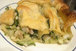 Tarta de bacalao y calabacines
