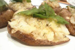 Champiñones rellenos de bacalao