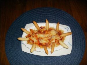 Tapa de patatas con sobrasada y queso