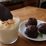 Arroz con leche en dos texturas con chocolate amargo